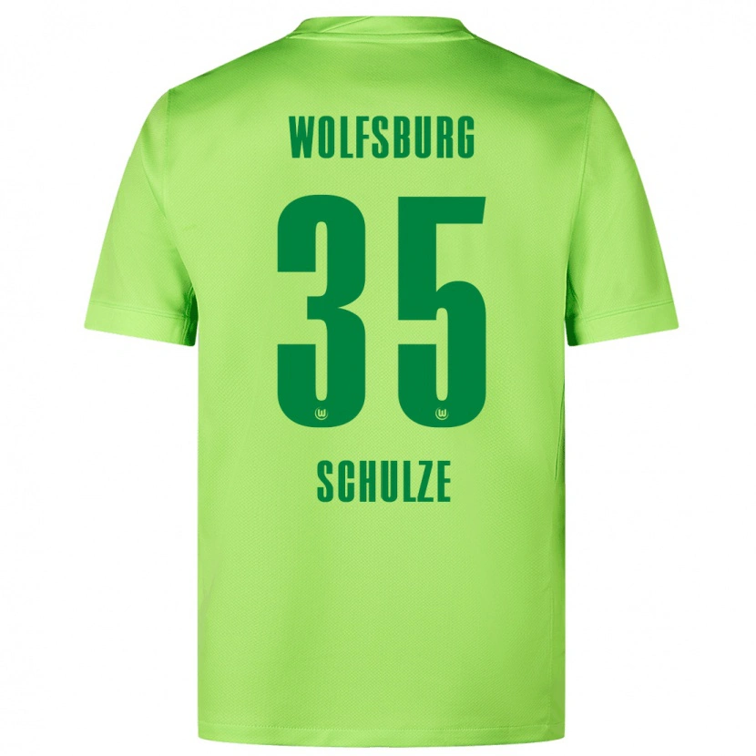 Danxen Enfant Maillot Philipp Schulze #35 Vert Fluo Tenues Domicile 2024/25 T-Shirt