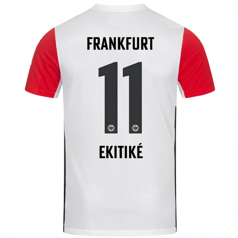 Danxen Enfant Maillot Hugo Ekitiké #11 Blanc Rouge Tenues Domicile 2024/25 T-Shirt