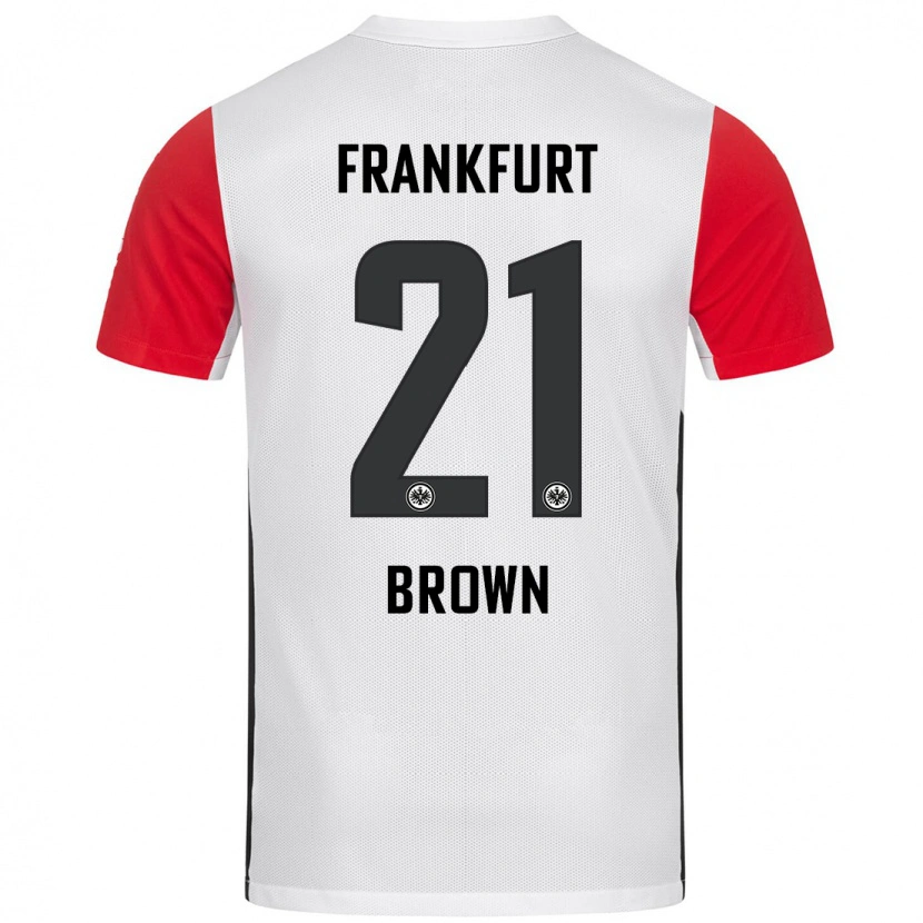 Danxen Enfant Maillot Nathaniel Brown #21 Blanc Rouge Tenues Domicile 2024/25 T-Shirt