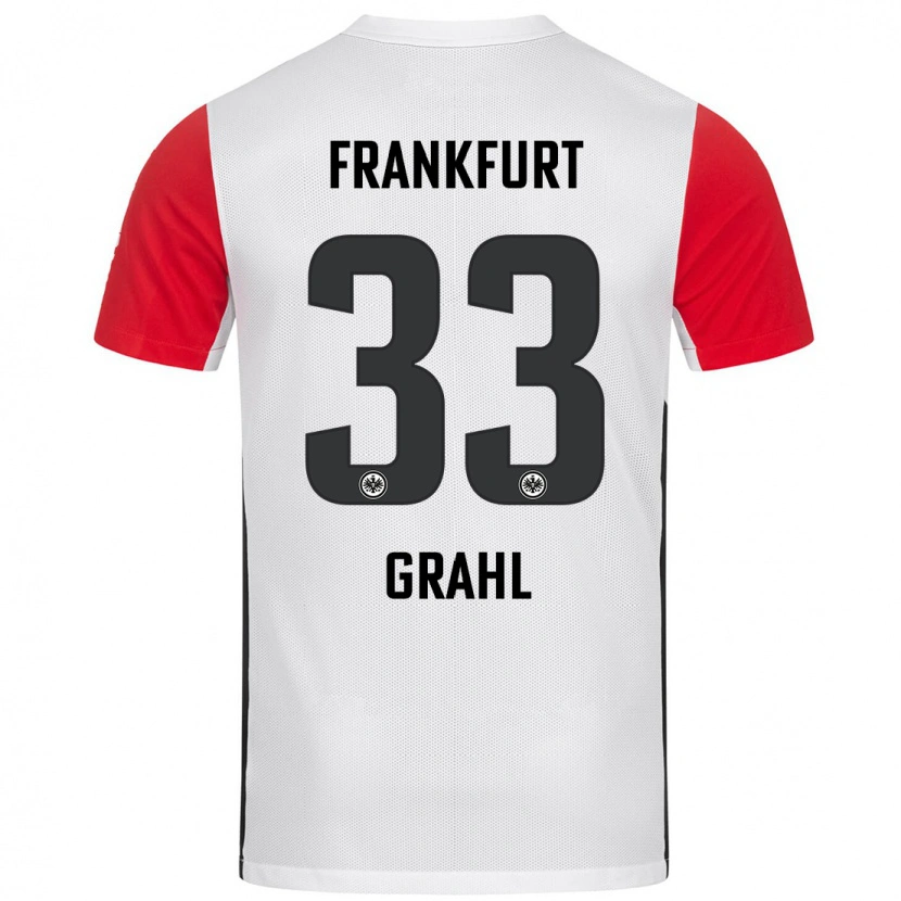 Danxen Enfant Maillot Jens Grahl #33 Blanc Rouge Tenues Domicile 2024/25 T-Shirt