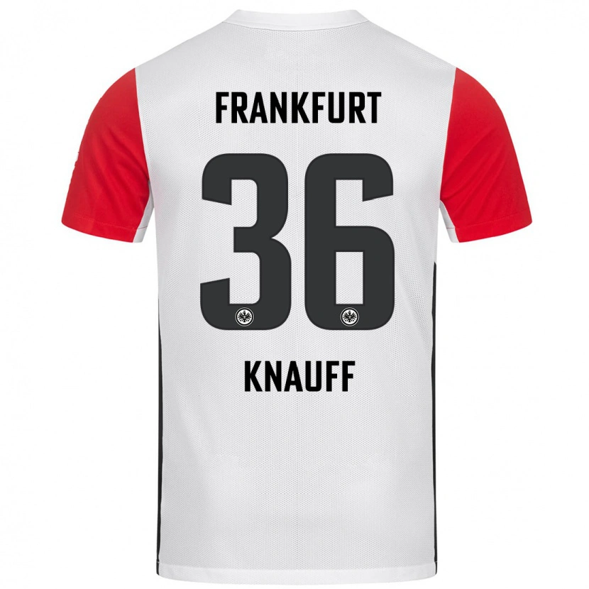 Danxen Enfant Maillot Ansgar Knauff #36 Blanc Rouge Tenues Domicile 2024/25 T-Shirt