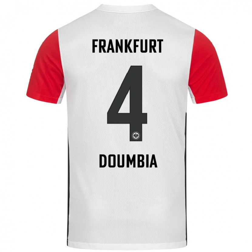 Danxen Enfant Maillot Fousseny Doumbia #4 Blanc Rouge Tenues Domicile 2024/25 T-Shirt