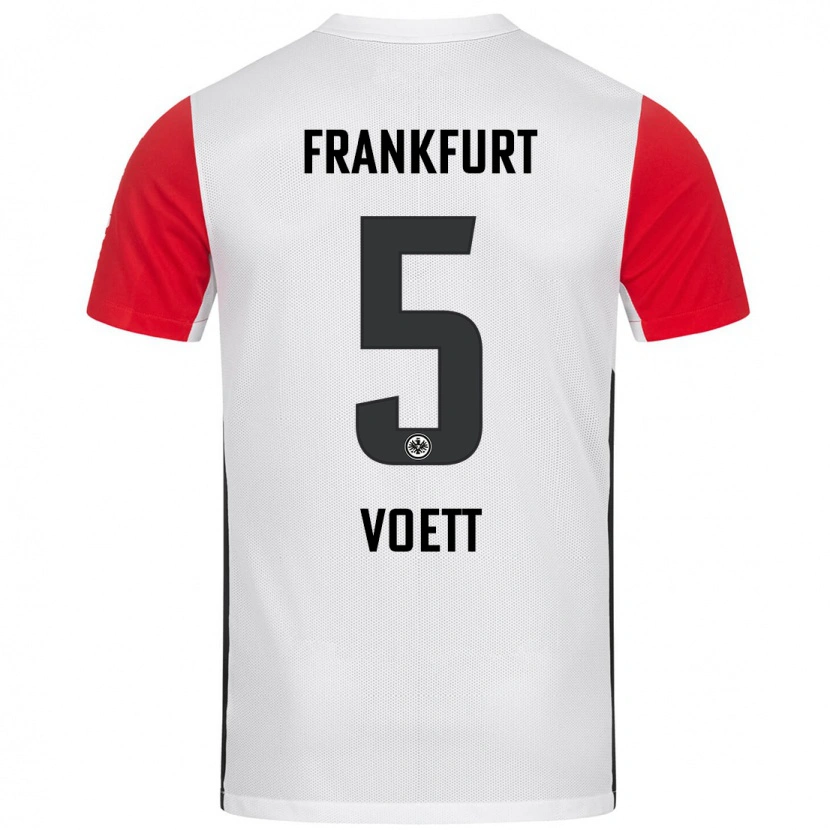 Danxen Enfant Maillot Johannes Vött #5 Blanc Rouge Tenues Domicile 2024/25 T-Shirt