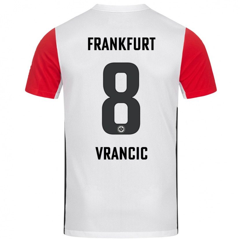 Danxen Enfant Maillot Mario Vrancic #8 Blanc Rouge Tenues Domicile 2024/25 T-Shirt