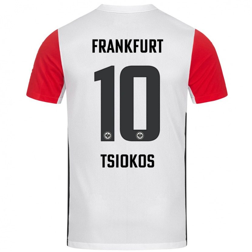 Danxen Enfant Maillot Leonidas Ilias Tsiokos #10 Blanc Rouge Tenues Domicile 2024/25 T-Shirt