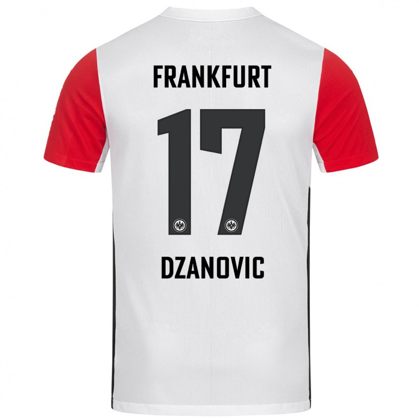 Danxen Enfant Maillot Benjamin Dzanovic #17 Blanc Rouge Tenues Domicile 2024/25 T-Shirt