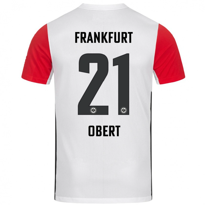 Danxen Enfant Maillot Yuriy Obert #21 Blanc Rouge Tenues Domicile 2024/25 T-Shirt