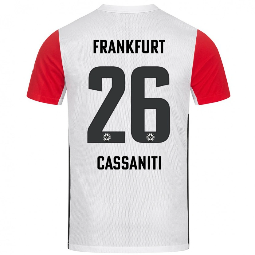 Danxen Enfant Maillot Nino Cassaniti #26 Blanc Rouge Tenues Domicile 2024/25 T-Shirt