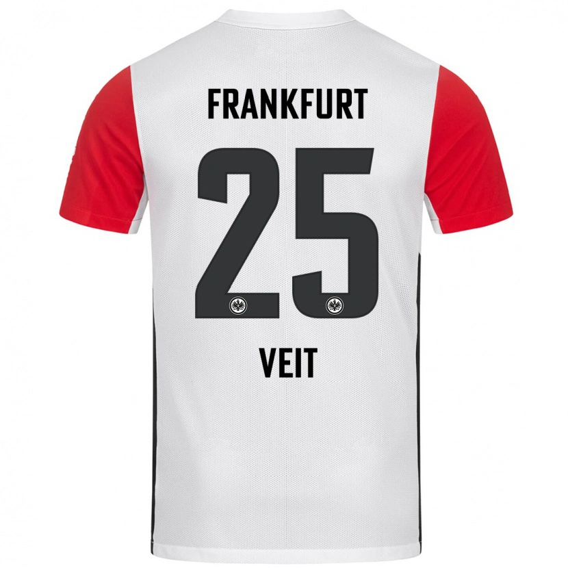 Danxen Enfant Maillot Jella Veit #25 Blanc Rouge Tenues Domicile 2024/25 T-Shirt