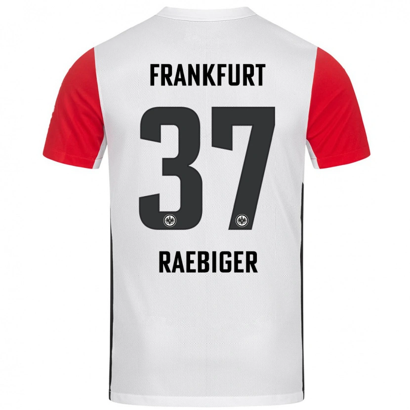 Danxen Enfant Maillot Sidney Raebiger #37 Blanc Rouge Tenues Domicile 2024/25 T-Shirt