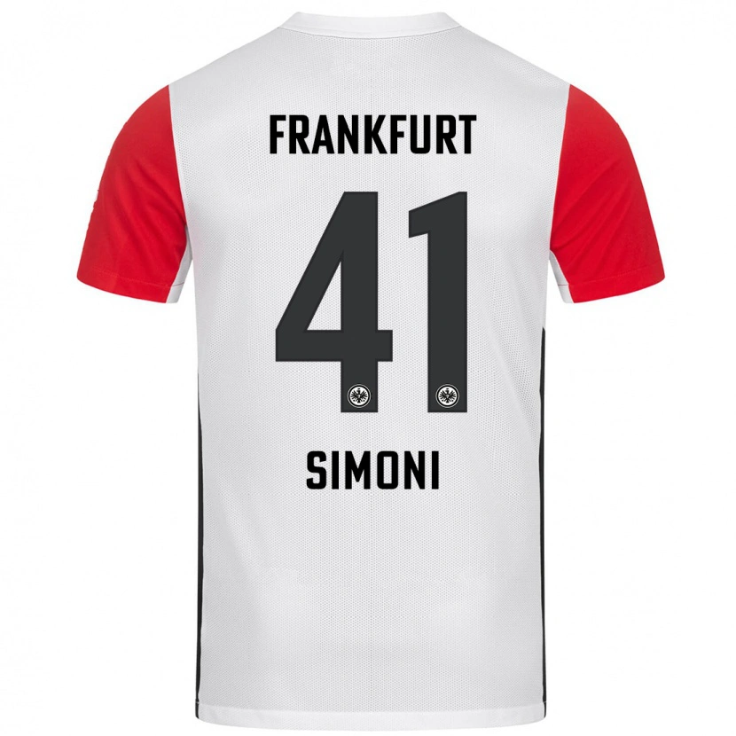 Danxen Enfant Maillot Simon Simoni #41 Blanc Rouge Tenues Domicile 2024/25 T-Shirt