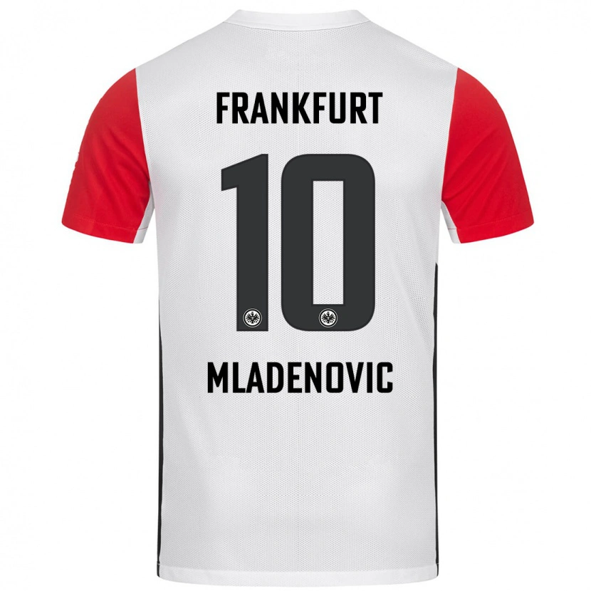 Danxen Enfant Maillot Marko Mladenovic #10 Blanc Rouge Tenues Domicile 2024/25 T-Shirt