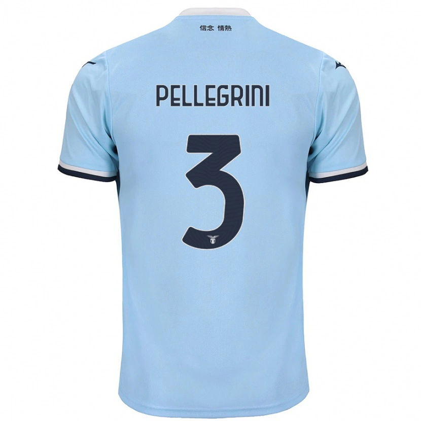 Danxen Enfant Maillot Luca Pellegrini #3 Bleu Tenues Domicile 2024/25 T-Shirt