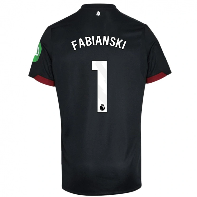 Danxen Enfant Maillot Lukasz Fabianski #1 Noir Blanc Tenues Extérieur 2024/25 T-Shirt