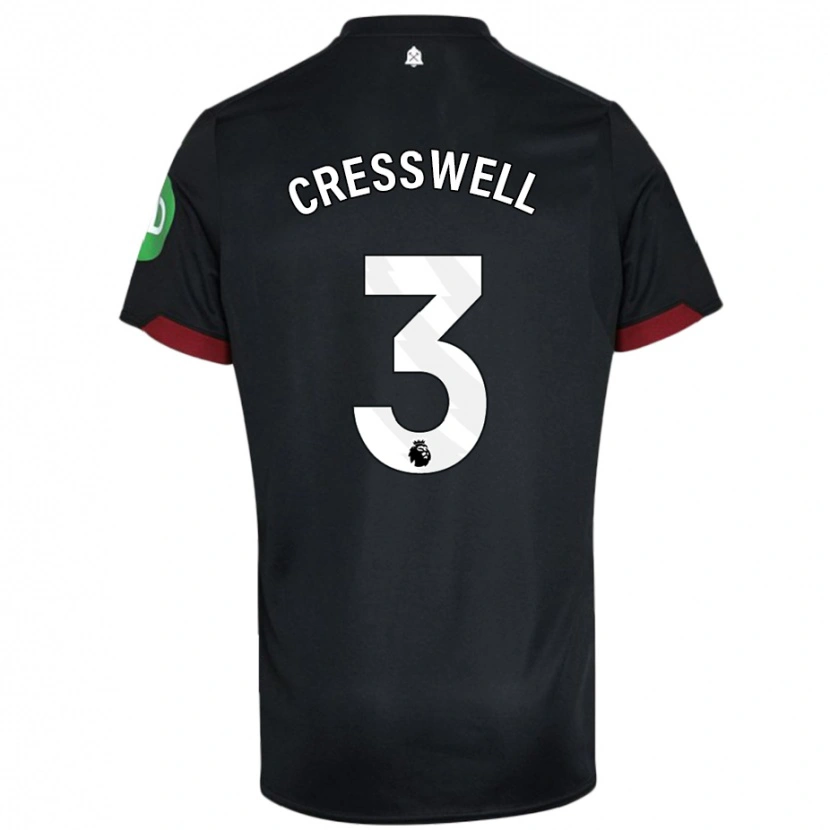 Danxen Enfant Maillot Aaron Cresswell #3 Noir Blanc Tenues Extérieur 2024/25 T-Shirt