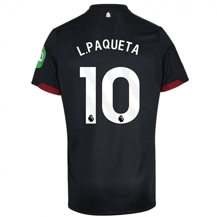 Danxen Enfant Maillot Lucas Paquetá #10 Noir Blanc Tenues Extérieur 2024/25 T-Shirt