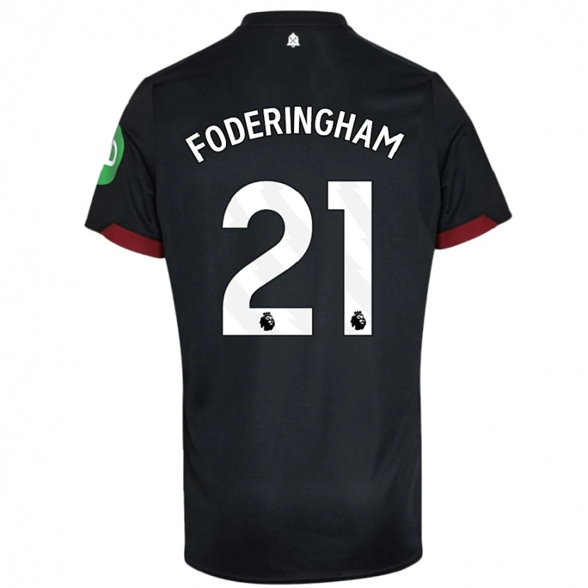 Danxen Enfant Maillot Wes Foderingham #21 Noir Blanc Tenues Extérieur 2024/25 T-Shirt