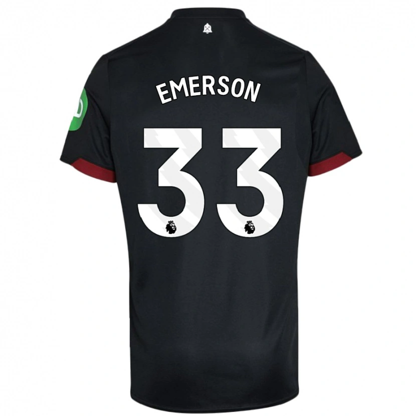 Danxen Enfant Maillot Emerson #33 Noir Blanc Tenues Extérieur 2024/25 T-Shirt