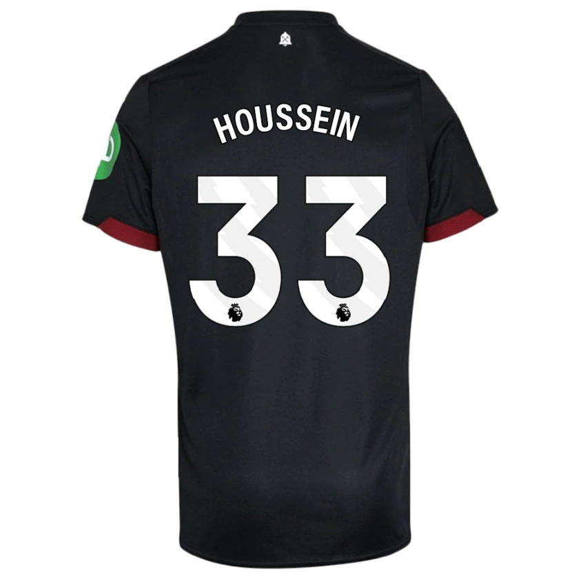 Danxen Enfant Maillot Halle Houssein #33 Noir Blanc Tenues Extérieur 2024/25 T-Shirt