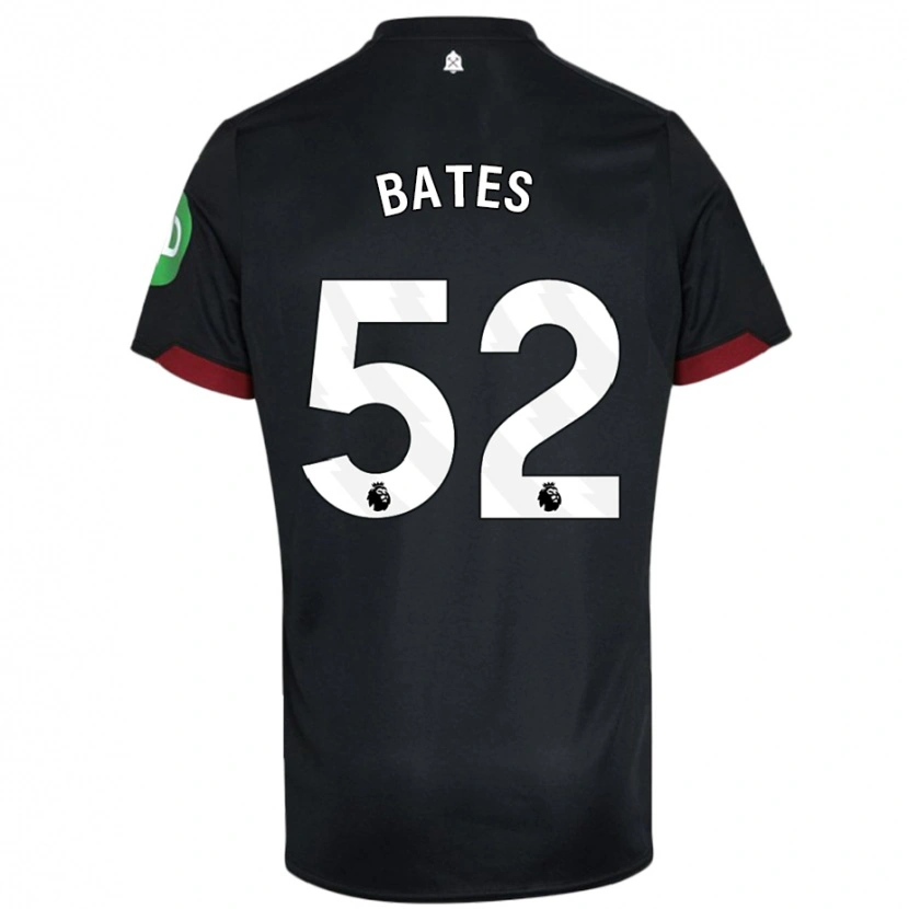 Danxen Enfant Maillot Billy Bates #52 Noir Blanc Tenues Extérieur 2024/25 T-Shirt