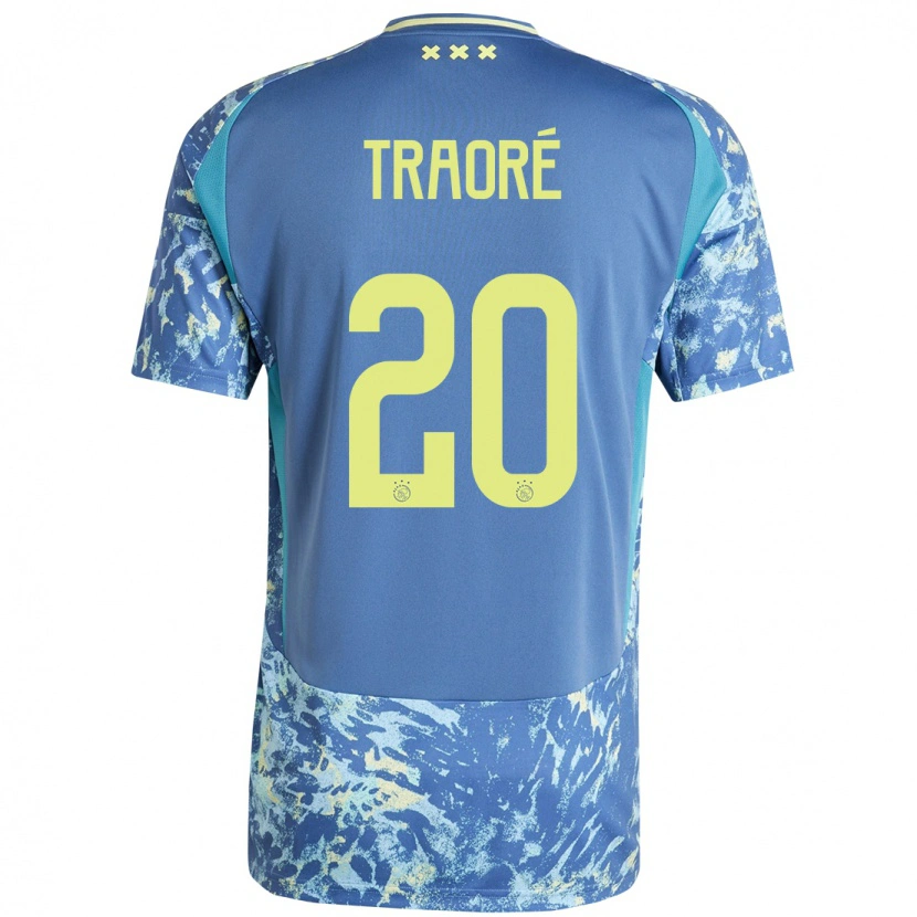 Danxen Enfant Maillot Bertrand Traoré #20 Gris Bleu Jaune Tenues Extérieur 2024/25 T-Shirt