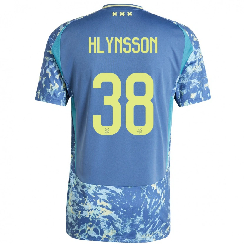 Danxen Enfant Maillot Kristian Hlynsson #38 Gris Bleu Jaune Tenues Extérieur 2024/25 T-Shirt