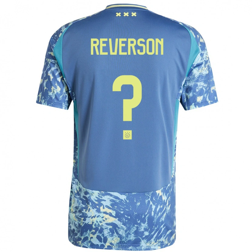 Danxen Enfant Maillot Paul Reverson #0 Gris Bleu Jaune Tenues Extérieur 2024/25 T-Shirt