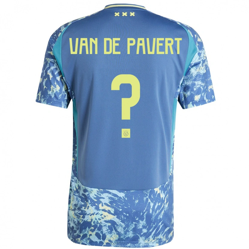 Danxen Enfant Maillot Ryan Van De Pavert #0 Gris Bleu Jaune Tenues Extérieur 2024/25 T-Shirt