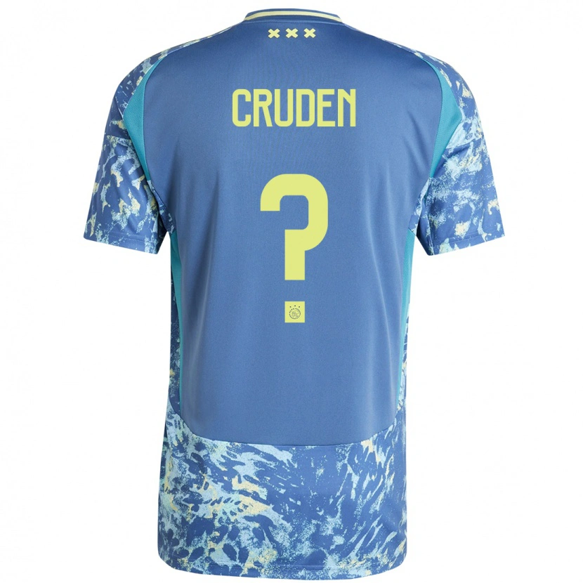 Danxen Enfant Maillot Joeri Cruden #0 Gris Bleu Jaune Tenues Extérieur 2024/25 T-Shirt