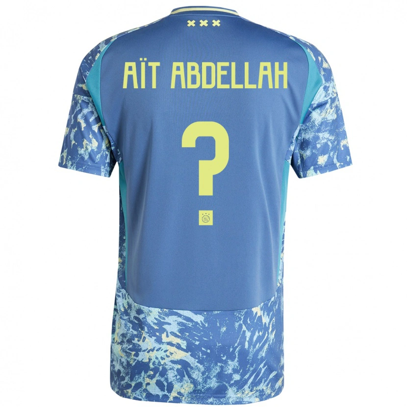 Danxen Enfant Maillot Waleed Aït Abdellah #0 Gris Bleu Jaune Tenues Extérieur 2024/25 T-Shirt