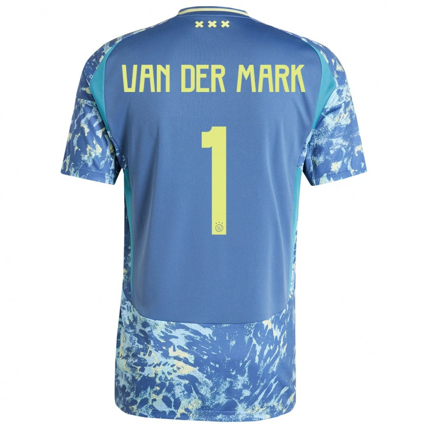 Danxen Enfant Maillot Jesper Van Der Mark #1 Gris Bleu Jaune Tenues Extérieur 2024/25 T-Shirt