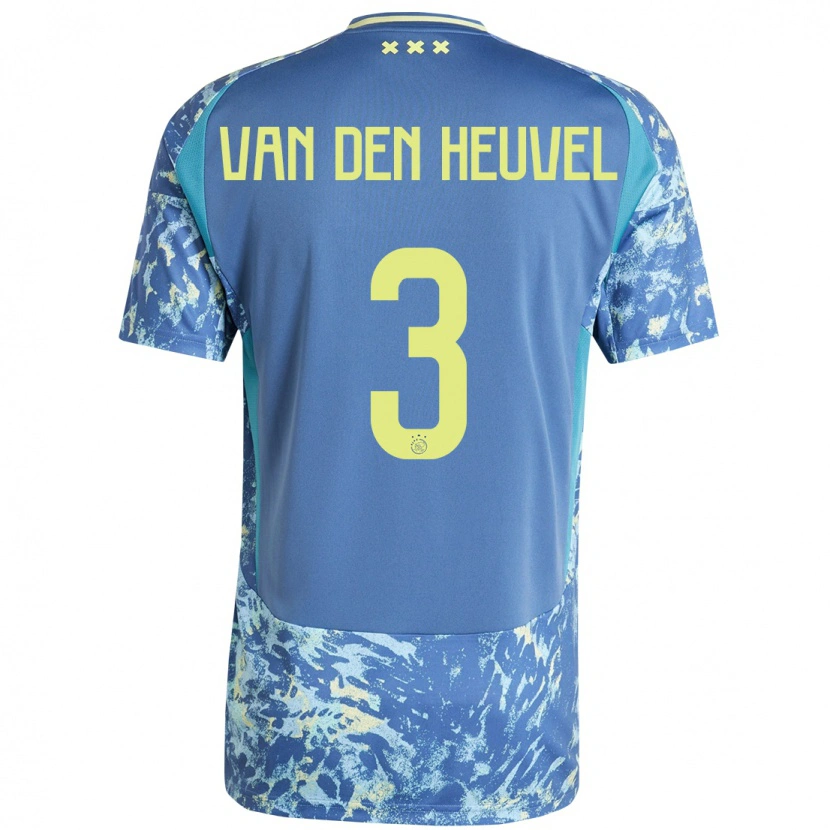 Danxen Enfant Maillot Nino Van Den Heuvel #3 Gris Bleu Jaune Tenues Extérieur 2024/25 T-Shirt