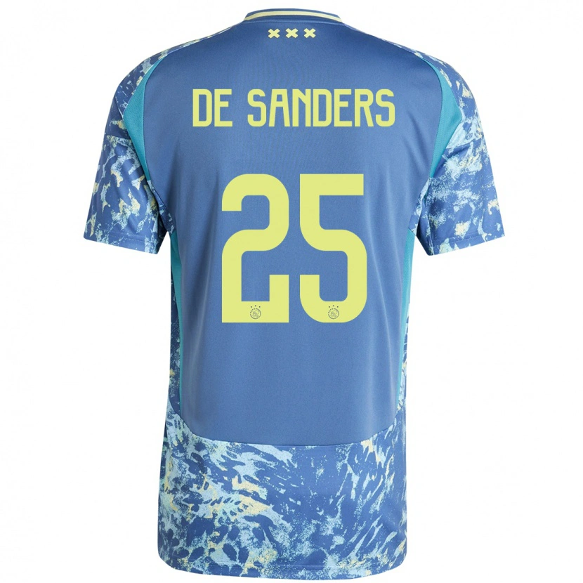 Danxen Enfant Maillot Kay-Lee De Sanders #25 Gris Bleu Jaune Tenues Extérieur 2024/25 T-Shirt