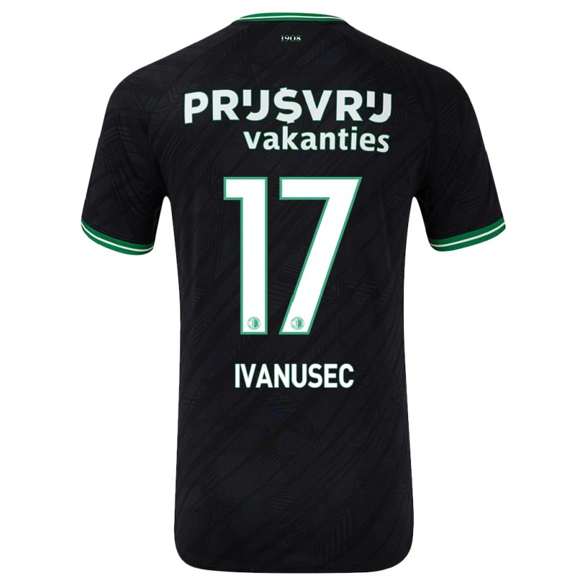 Danxen Enfant Maillot Luka Ivanusec #17 Noir Vert Tenues Extérieur 2024/25 T-Shirt