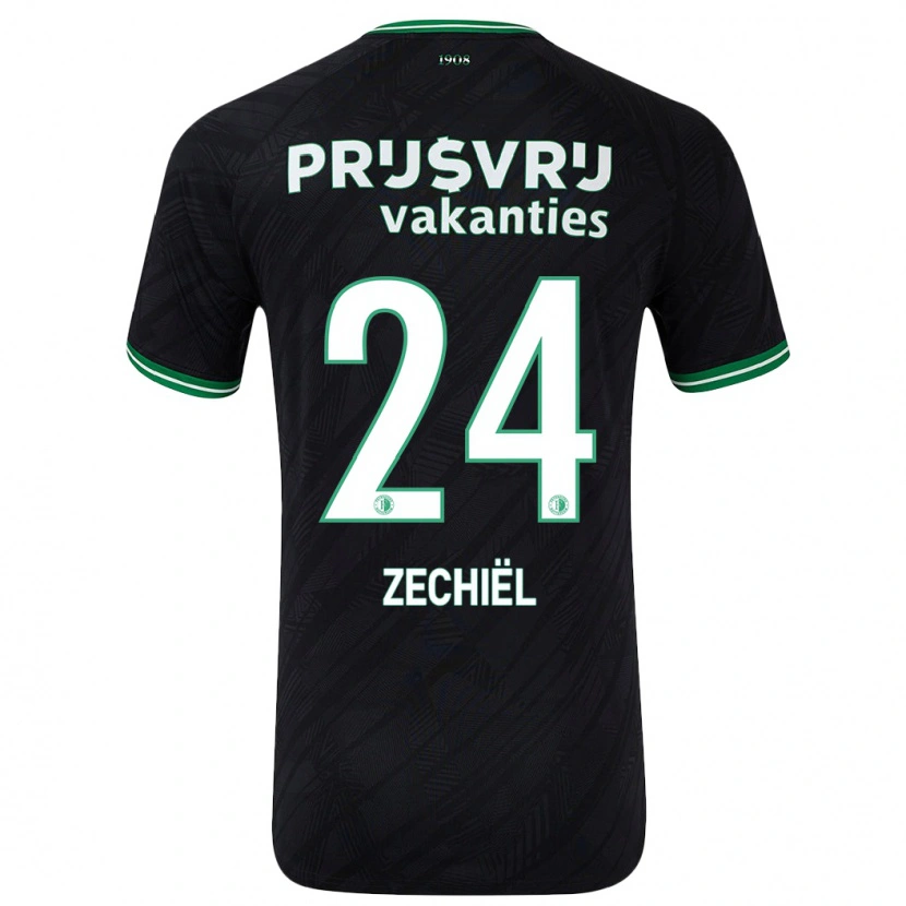 Danxen Enfant Maillot Gjivai Zechiël #24 Noir Vert Tenues Extérieur 2024/25 T-Shirt