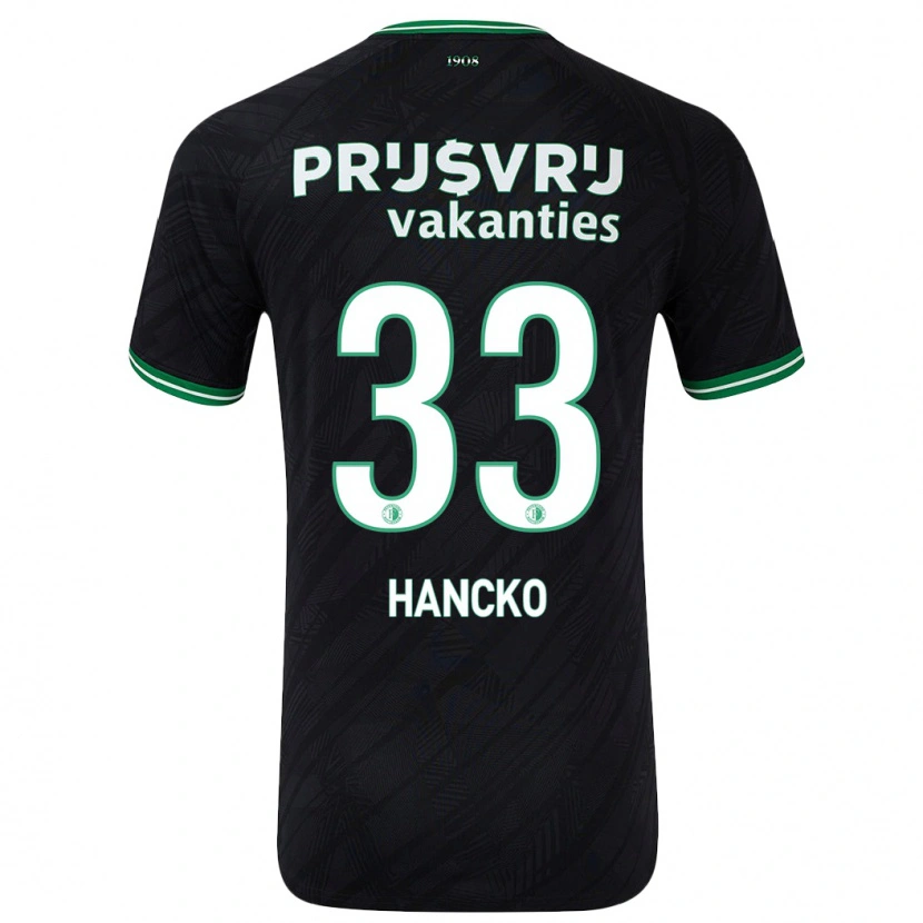 Danxen Enfant Maillot Dávid Hancko #33 Noir Vert Tenues Extérieur 2024/25 T-Shirt