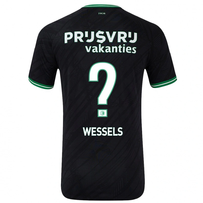 Danxen Enfant Maillot Tijme Wessels #0 Noir Vert Tenues Extérieur 2024/25 T-Shirt