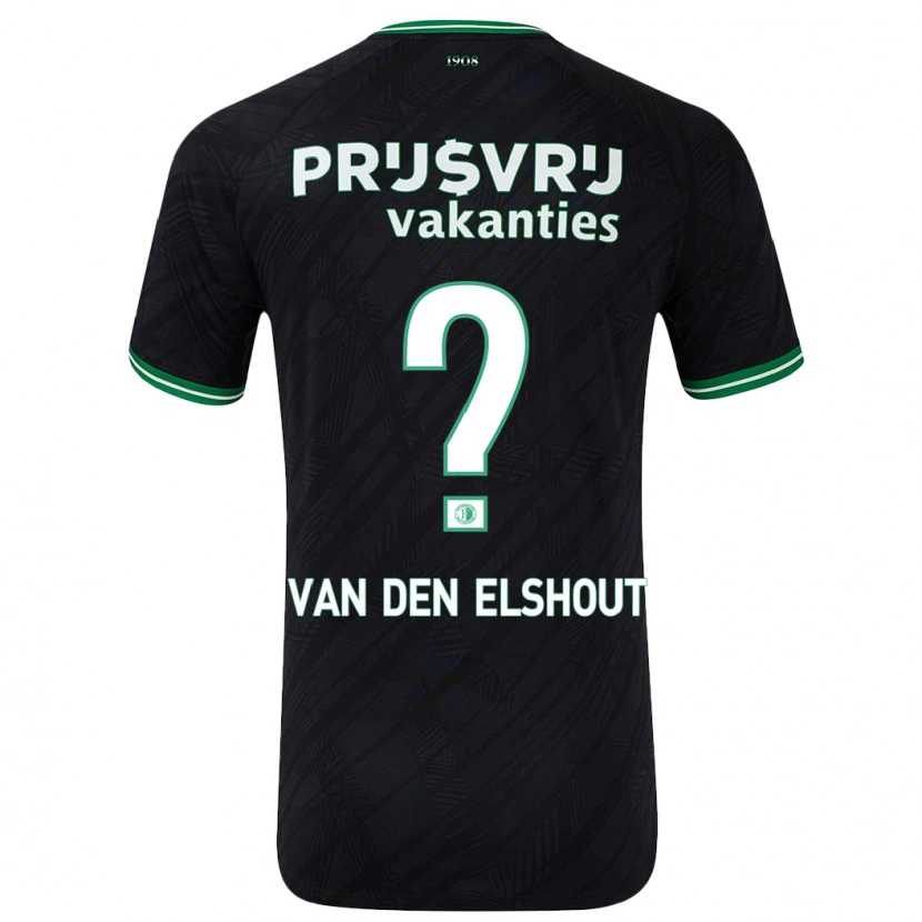 Danxen Enfant Maillot Tobias Van Den Elshout #0 Noir Vert Tenues Extérieur 2024/25 T-Shirt