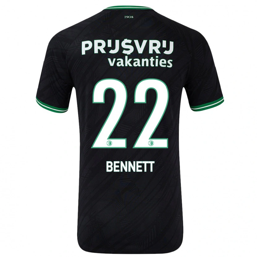 Danxen Enfant Maillot Walter Bennett #22 Noir Vert Tenues Extérieur 2024/25 T-Shirt