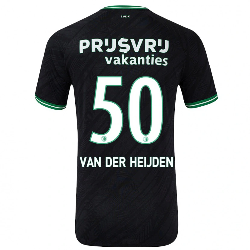 Danxen Enfant Maillot Délano Van Der Heijden #50 Noir Vert Tenues Extérieur 2024/25 T-Shirt