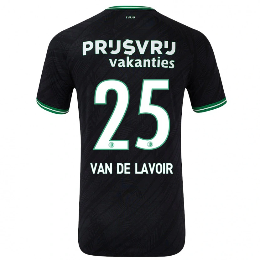 Danxen Enfant Maillot Romeé Van De Lavoir #25 Noir Vert Tenues Extérieur 2024/25 T-Shirt