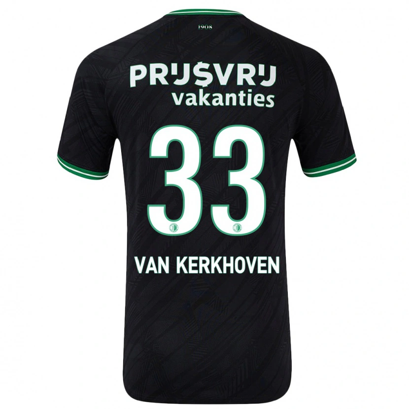 Danxen Enfant Maillot Ella Van Kerkhoven #33 Noir Vert Tenues Extérieur 2024/25 T-Shirt