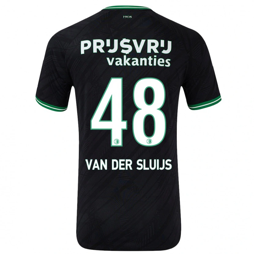 Danxen Enfant Maillot Joep Van Der Sluijs #48 Noir Vert Tenues Extérieur 2024/25 T-Shirt