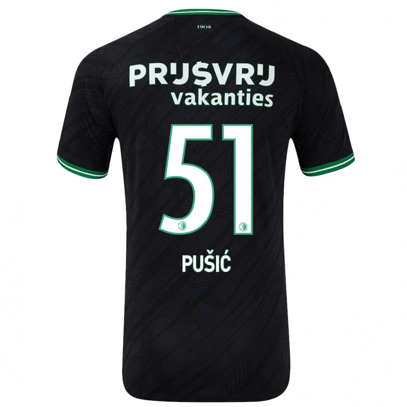 Danxen Enfant Maillot Noah Pušić #51 Noir Vert Tenues Extérieur 2024/25 T-Shirt