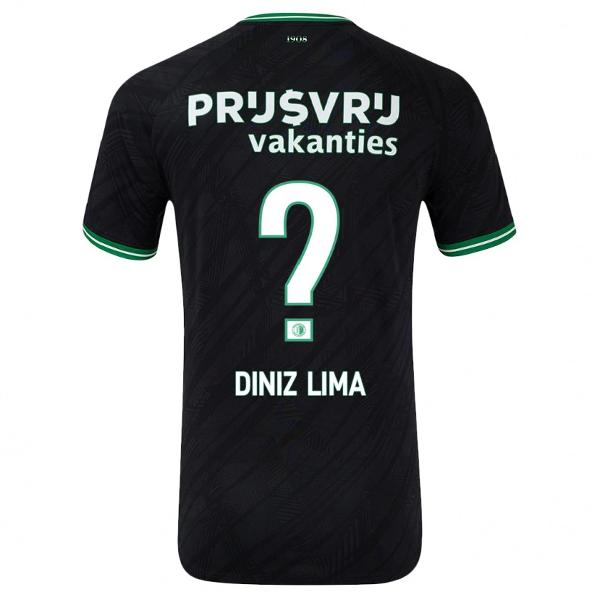 Danxen Enfant Maillot Lucas Diniz Lima #0 Noir Vert Tenues Extérieur 2024/25 T-Shirt