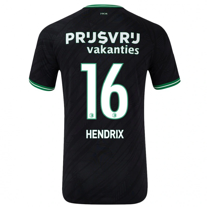 Danxen Enfant Maillot Jorrit Hendrix #16 Noir Vert Tenues Extérieur 2024/25 T-Shirt