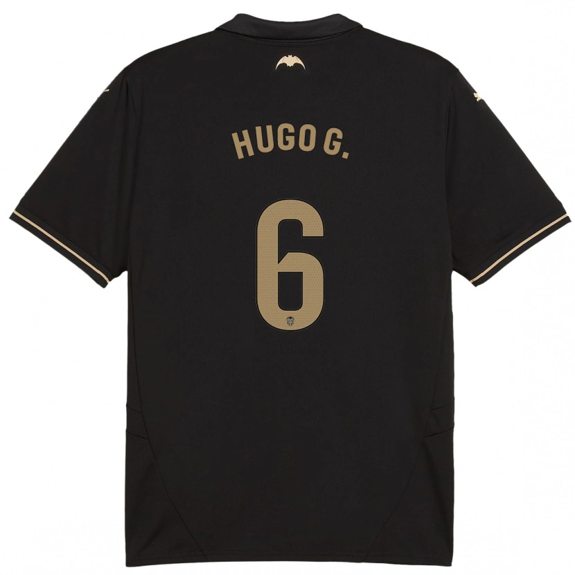 Danxen Enfant Maillot Hugo Guillamón #6 Noir Tenues Extérieur 2024/25 T-Shirt