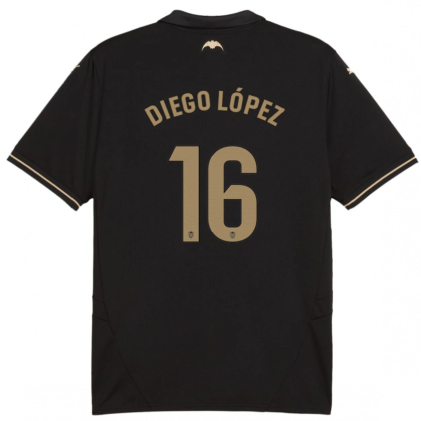 Danxen Enfant Maillot Diego López #16 Noir Tenues Extérieur 2024/25 T-Shirt