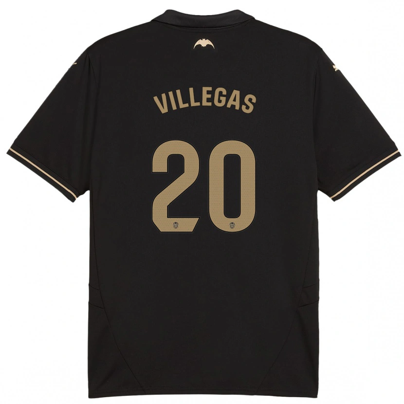 Danxen Enfant Maillot Noelia Villegas #20 Noir Tenues Extérieur 2024/25 T-Shirt