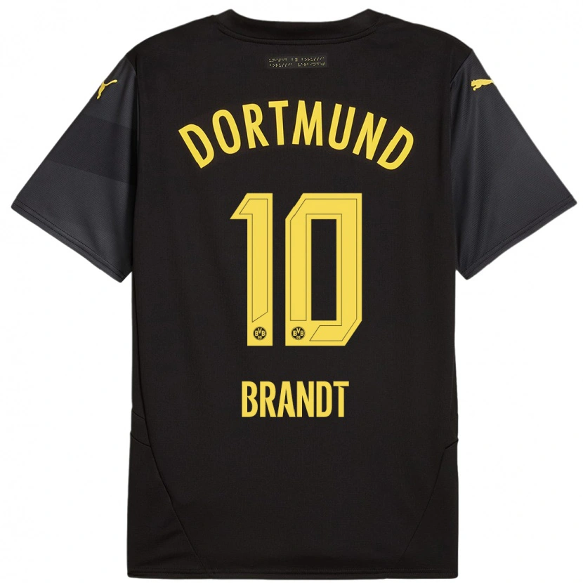 Danxen Enfant Maillot Julian Brandt #10 Noir Jaune Tenues Extérieur 2024/25 T-Shirt